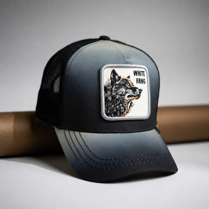 🧢 Premium White Fang Wolf Patch Trucker Cap